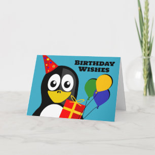 Geburtstag wünscht sich Pinguin bereit zum Party Karte