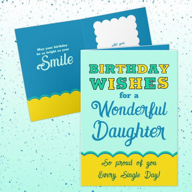 Geburtstag wünscht Tochter blau grün Karte (Von Creator hochgeladen)