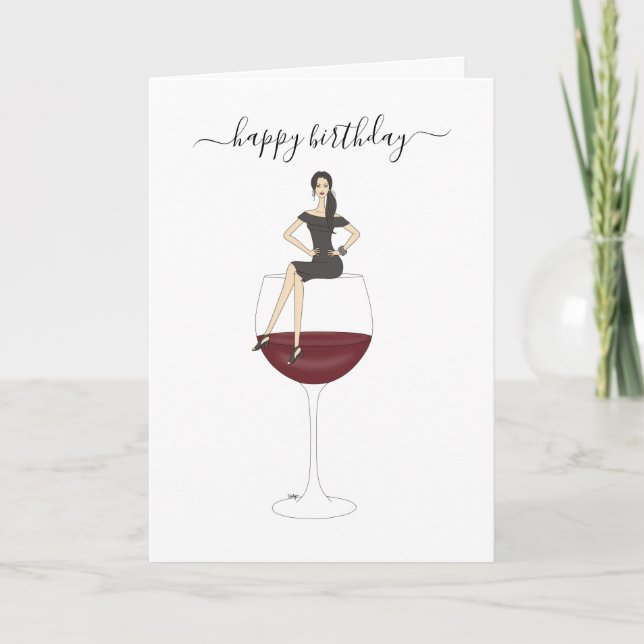 Geburtstag zum Glück - Weinglas-Karte Karte (Vorderseite)