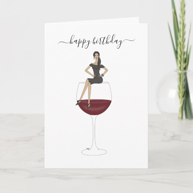 Geburtstag zum Glück - Weinglas-Karte Karte (Vorderseite)
