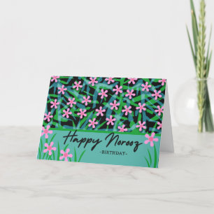 Geburtstag zum persischen Neujahr Norooz rosa Blum Feiertagskarte