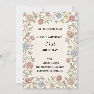 Geburtstag zum Vintage-Blumen-Jubiläum Einladung