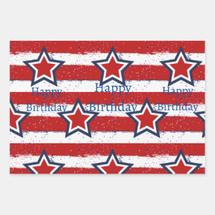 Geburtstage mit Uncle Sam Geschenkpapier Set