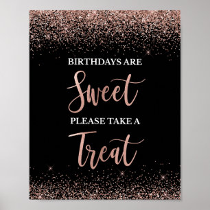 Geburtstage sind Sweet Rose Gold & Black Party Sig Poster