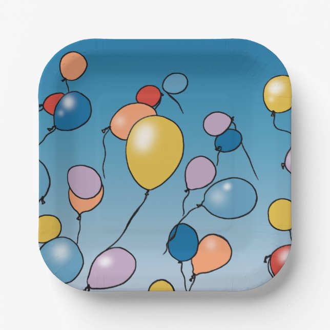 Geburtstags-Ballon-Feier Pappteller (Vorderseite)
