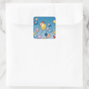 Geburtstags-Ballon-Feier Quadratischer Aufkleber