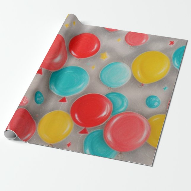 Geburtstags-Ballon-Verpackung Geschenkpapier (Ungerollt)
