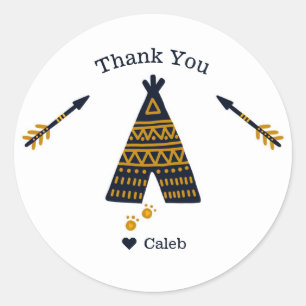 Geburtstags Blau Gold Tipi Partygeschenk Runder Aufkleber