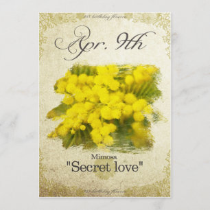 Geburtstags-Blumen am 9. April "Mimose " Karte
