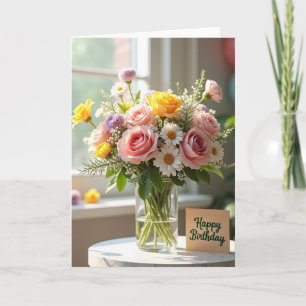 Geburtstags-Blumenvase-Karte mit Freude Karte