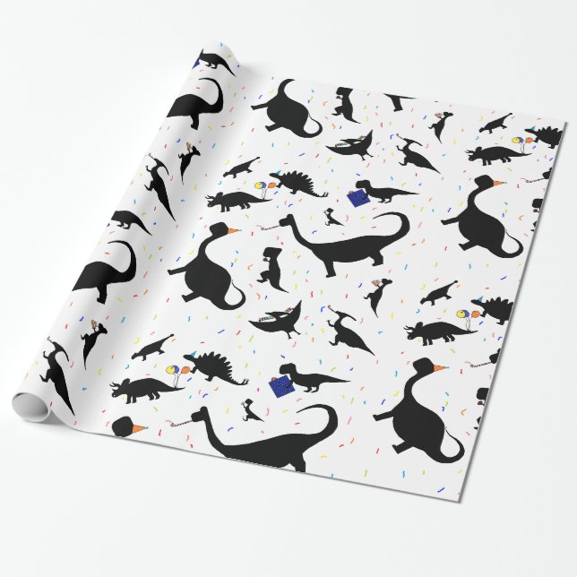 Geburtstags-Dinosaurier Geschenkpapier (Ungerollt)