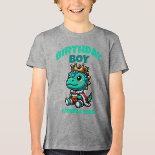 Geburtstags-Dinosaurier-T-Shirt - Benutzerdefinier Tri-Blend Shirt