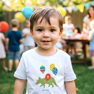 Geburtstags-Dinosaurier Triceratops Benutzerdefini Kleinkind T-shirt