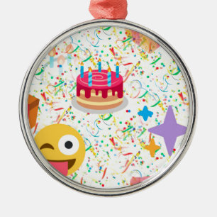 Geburtstags-Emoji Silbernes Ornament