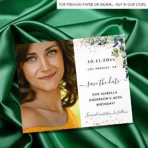 Geburtstags-Eukalyptus-Foto Budget 'Save the Date' Flyer