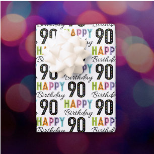 Geburtstags farbenfrohe Typografie-Wrapping Paper Geschenkpapier Set