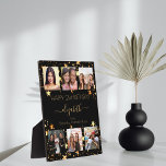 Geburtstags-Foto-Collage schwarzes Gold beste Freu Fotoplatte<br><div class="desc">Ein Geschenk von Freunden für den 21. Geburtstag einer Frau, die ihr Leben mit einer Collage von 6 Ihrer hochwertigen Fotos von ihr, ihren Freunden, ihrer Familie, Interesse oder Haustieren feiert. Personalisieren und fügen Sie ihren Namen, Alter 21 und Ihre Namen. Goldener Text. Eine schicke, klassische schwarze Hintergrundfarbe. Ihr Name...</div>