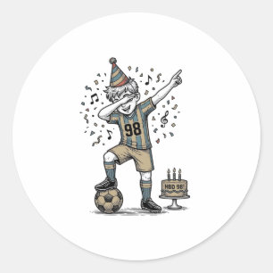 Geburtstags-Fußball-Junge-Dab-Vintage-Gravur-Shirt Runder Aufkleber