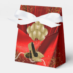 Geburtstags-Geschenkbox für Frauen in Rot und Gold Geschenkschachtel