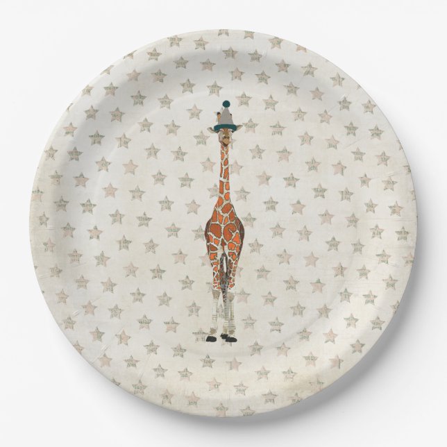 GEBURTSTAGS-GIRAFFE PAPPTELLER (Vorderseite)