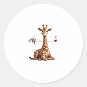 Geburtstags-Giraffen-Herzschlag-Shirt für Frau Man Runder Aufkleber