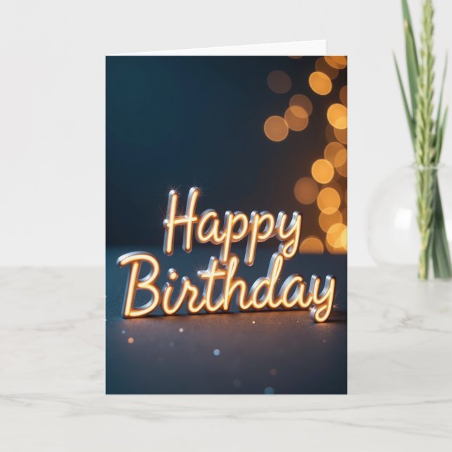 Geburtstags-Glow-Script-Karte Karte (Vorderseite)