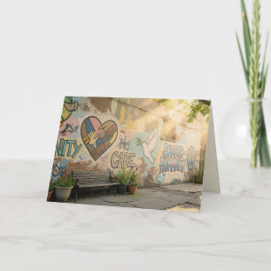 Geburtstags-Grafitto auf Backsteinmauer-Mural für Karte