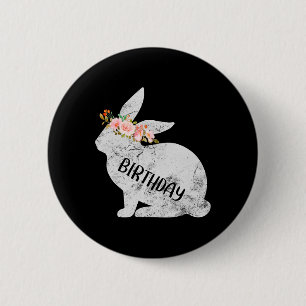 Geburtstags-Hase passende Familien-Blumen-Hase Kan Button