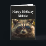 Geburtstags-Individuelle Name Cool Brother Raccoon Karte<br><div class="desc">Herzlichen Glückwunsch zum Geburtstag Individuelle Name cooler Bruder Raccoon Tier in Brillen</div>