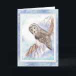 Geburtstags-individueller Name mit großem grauem Karte<br><div class="desc">Ursprüngliches Aquarell-fertigen großer grauer,  grauer Eulen-Vogel inneren Gruß mit Ihren eigenen Namen besonders an</div>