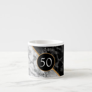 Geburtstags-Jubiläums-Tasse Geschenk Schwarz Weiß Espressotasse