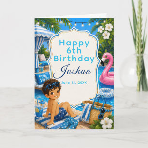 Geburtstags-Jungen-Blue-Pool-Party Karte
