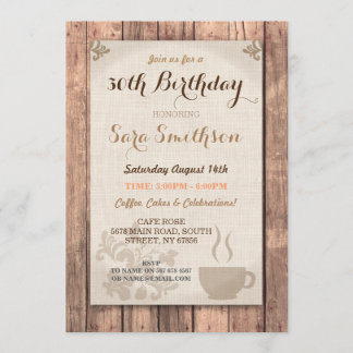 Geburtstags-Kaffee-Freund-Party-rustikales Einladung