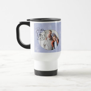 Geburtstags-Kalligrafie-Fotodesign für den Schwieg Reisebecher