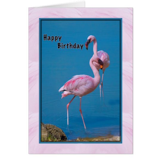 Geburtstags-Karte mit rosa Flamingo Karte
