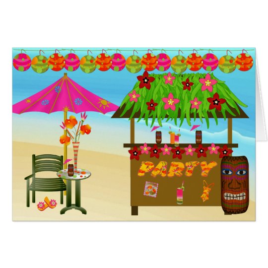 Geburtstags-Karte-Tropisches Strand-Party Karte
