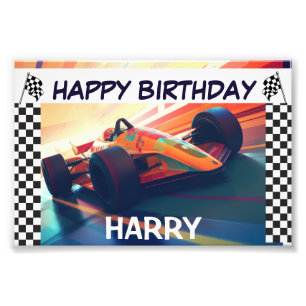 GEBURTSTAGS-KLASSIKER-RENNWAGEN-BANNER FOTODRUCK