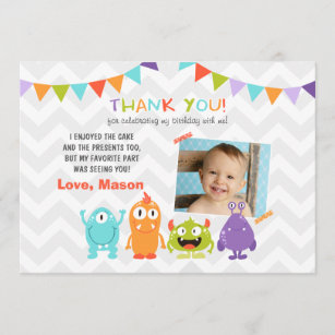 Geburtstags-kleines Monster danken Ihnen zu Dankeskarte