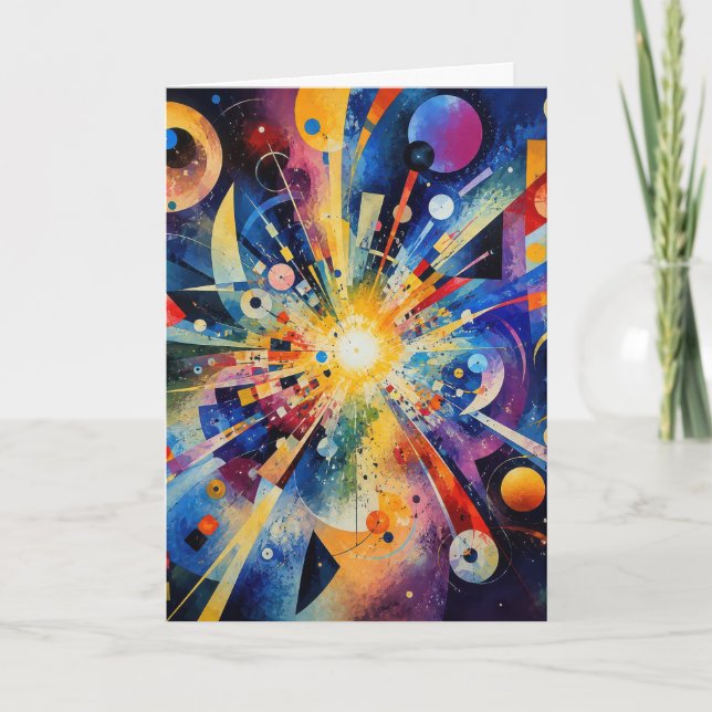 Geburtstags-Kosmisches-Geometrisches-Explosion-Abs Karte (Vorderseite)