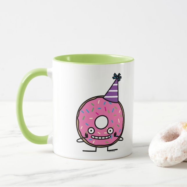 Geburtstags-Krapfenrosazuckerglasur besprüht Tasse (Mit Donut)
