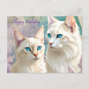Geburtstags-Lynx-Point-Siamese-Katzen-Porträt-Kuns Postkarte