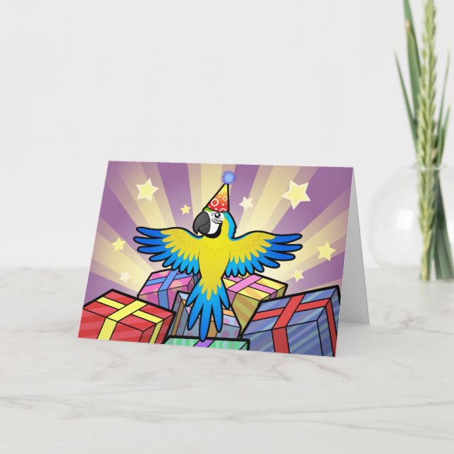 Geburtstags-Macaw/Papagei Karte (Vorderseite)