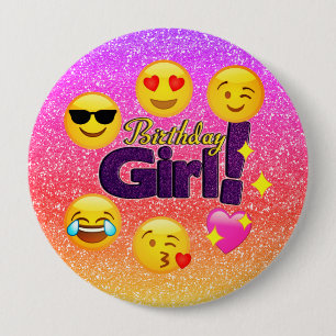 Geburtstags-Mädchen-großer Knopf mit Ombre Button