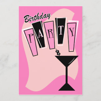 Geburtstags-Martini Pink Einladung