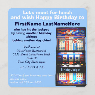 Geburtstags-Mittagessen-Spielautomat-Jackpot Einladung