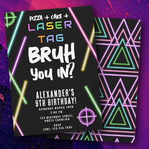Geburtstags-Neon-Lasertag für Bruh-Boy Einladung