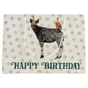 GEBURTSTAGS-OKAPI U. EULE GROßE GESCHENKTÜTE