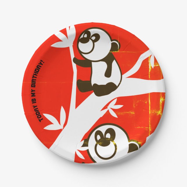 Geburtstags Pandas Pappteller (Vorderseite)