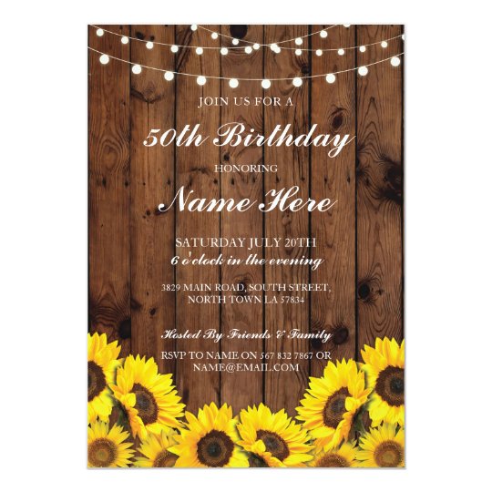 Geburtstags Party 40 Das 50 60 Sonnenblume Holz Einladung Zazzle Ch