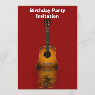 Geburtstags-Party Einladung mit Akustikgitarre